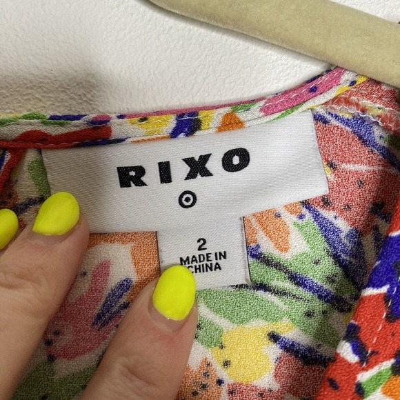 RIXO FOR TARGET FLORAL MULTICOLOR PUFF SLEEVE MAXI DRESS Size 2 - Picture 2 of 6